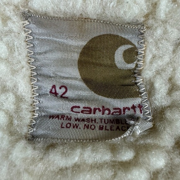 Vintage 70s Carhartt Denim Sherpa Barn Chore Coat Jacket Men's 42 USA - Picture 4 of 8